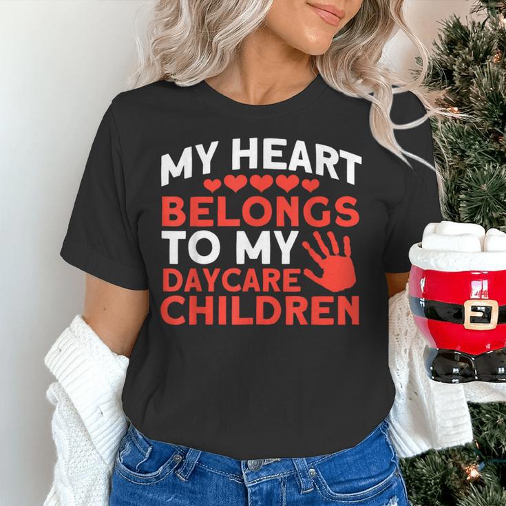 Childcare My Heart Belongs To Children Daycare Teacher Men Women Women's T-Shirt, gift for family, gift for coworker
