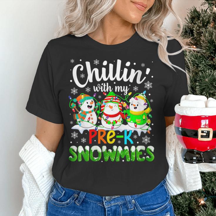Chillin With My Pre-K Snowmies Christmas Teacher Xmas Women's T-Shirt, gift for family, gift for coworker Chillin With My Pre-K Snowmies Christmas Teacher Xmas Women's T-Shirt, gift for family, gift for coworker