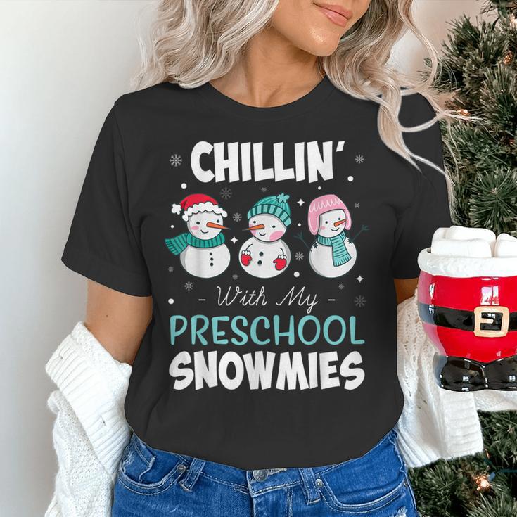 Chillin' With My Preschool Snowmies Teacher Christmas Men Women Kids Women's T-Shirt, gift for family, gift for coworker