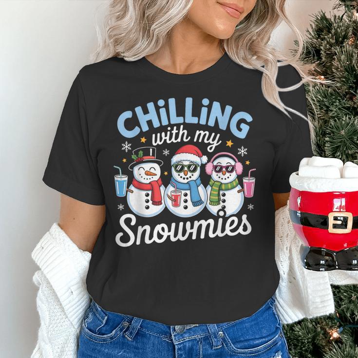 Chillin With My Snowmie Women Christmas Snowman Teacher Snow Women's T-Shirt, gift for family, gift for coworker Chillin With My Snowmie Women Christmas Snowman Teacher Snow Women's T-Shirt, gift for family, gift for coworker