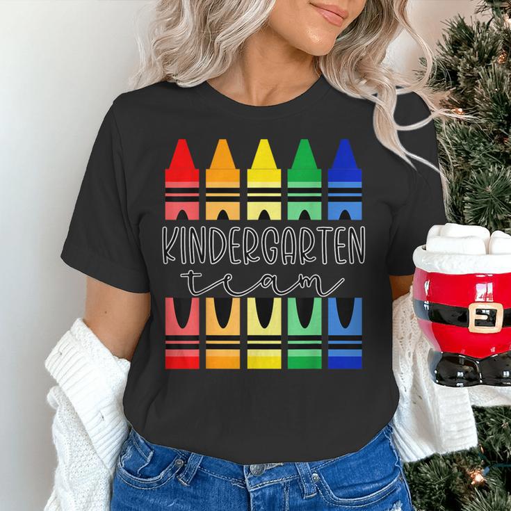 Colorful Crayon Kindergarten Team Tee For Teachers Students Men Women Kids Women's T-Shirt, gift for family, gift for coworker