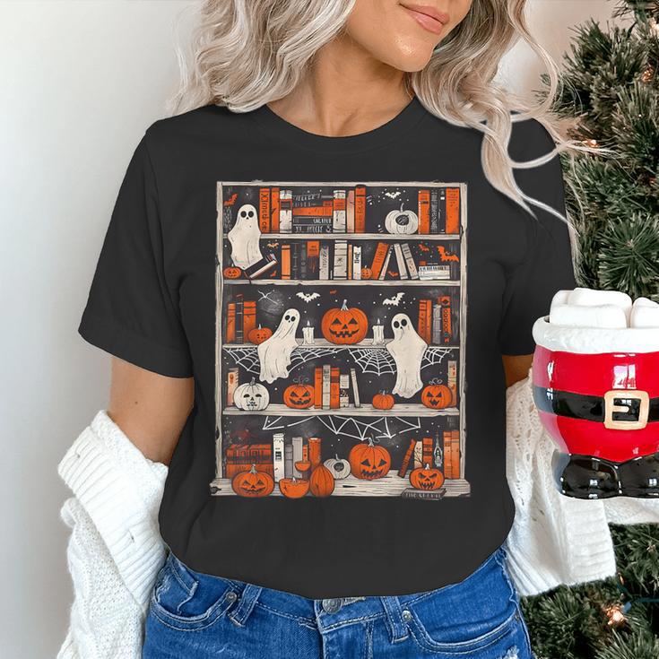Cute Ghost Book Reading Books Lover Spooky Teacher Halloween Women's T-Shirt, gift for family, gift for coworker