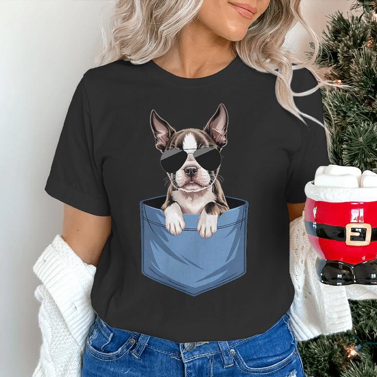 Cute Pocket Boston Terrier Lover Dog Mom Women's T-Shirt, Boston Terrier Mom Shirts, gift for family, gift for coworker