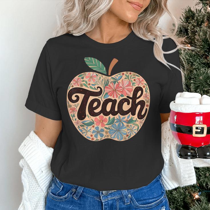 Cute Teacher With Apple Retro Teacher Kids Back To School Women's T-Shirt, gift for family, gift for coworker Cute Teacher With Apple Retro Teacher Kids Back To School Women's T-Shirt, gift for family, gift for coworker
