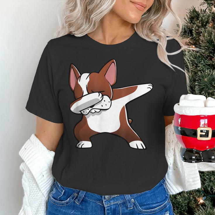 Dabbing Red Boston Terrier Dab Dance Dog Men Women Kids Women's T-Shirt, gift for family, gift for coworker