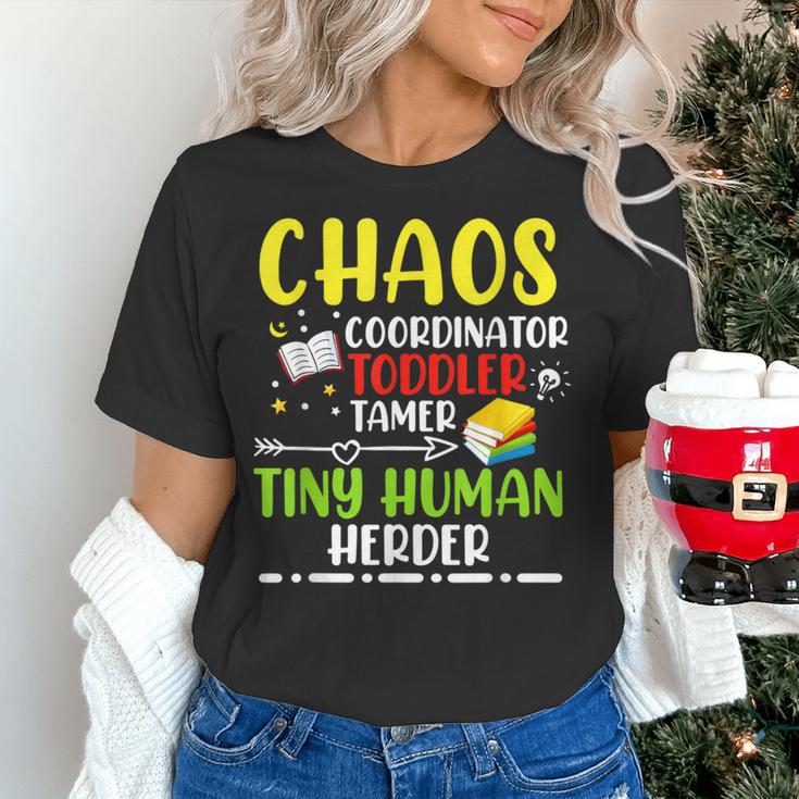 Daycare Teacher School Chaos Coordinator Toddler Tamer For Men Women Kids Women's T-Shirt, gift for family, gift for coworker