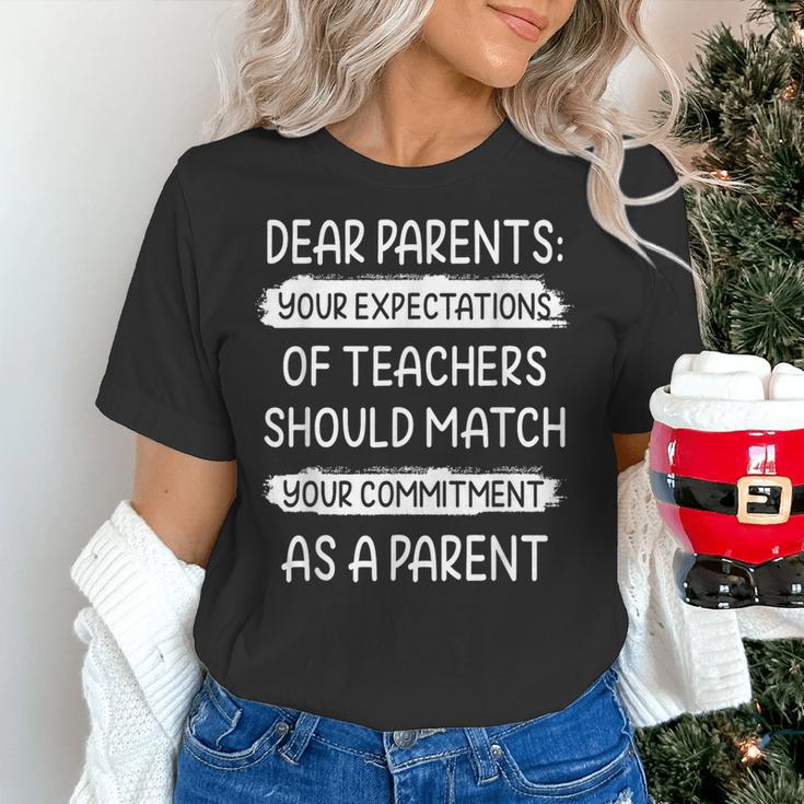 Dear Parents Your Expectations Of Teachers Should Match Men Women Women's T-Shirt, gift for family, gift for coworker Dear Parents Your Expectations Of Teachers Should Match Men Women Women's T-Shirt, gift for family, gift for coworker
