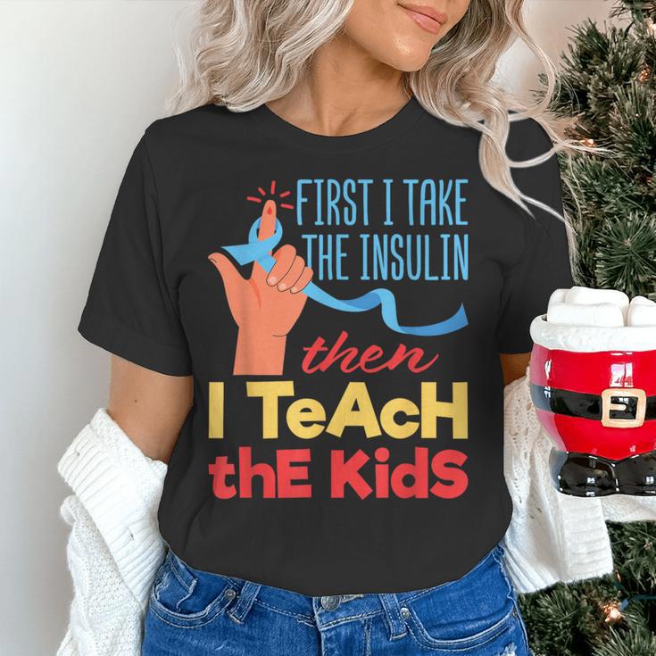 Diabetic Teacher Diabetes Awareness Insulin Blue Ribbon Women's T-Shirt, gift for family, gift for coworker Diabetic Teacher Diabetes Awareness Insulin Blue Ribbon Women's T-Shirt, gift for family, gift for coworker