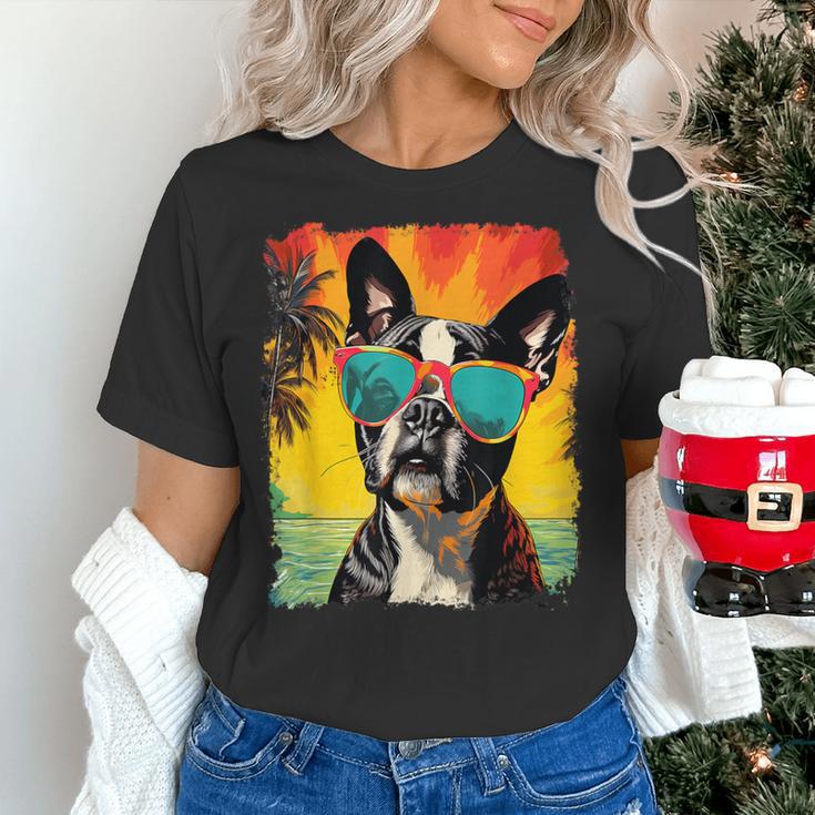 Dog Boston Terrier Hawaiian Women's T-Shirt, gift for family, gift for coworker