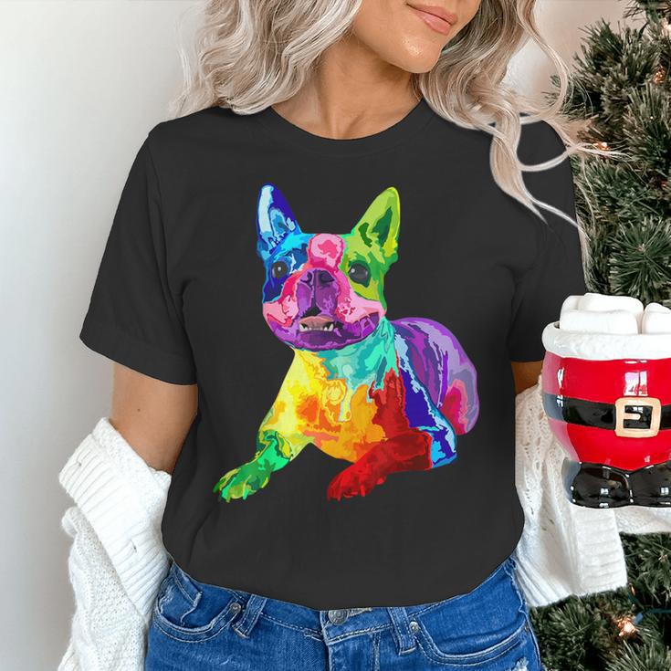 Dog Lover Boston Terrier Dog Colorful Boston Terrier Men Women Kids Women's T-Shirt, gift for family, gift for coworker