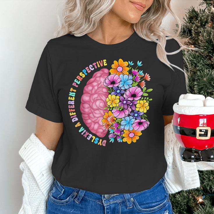Dyslexia Different Perspective Reading Brain Floral Teacher Women's T-Shirt, gift for family, gift for coworker
