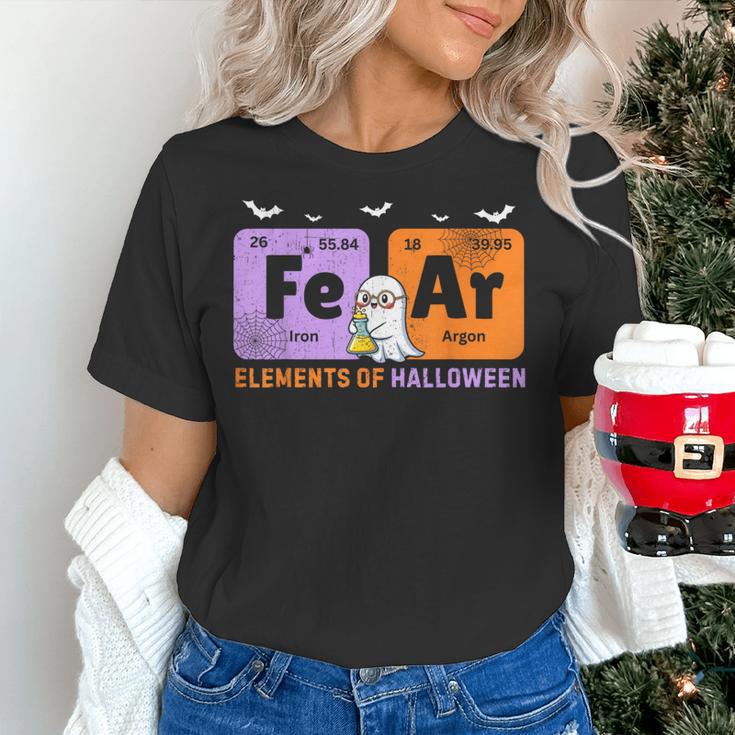 Elements Of Halloween Fear Periodically Chemistry Teacher Women's T-Shirt, gift for family, gift for coworker