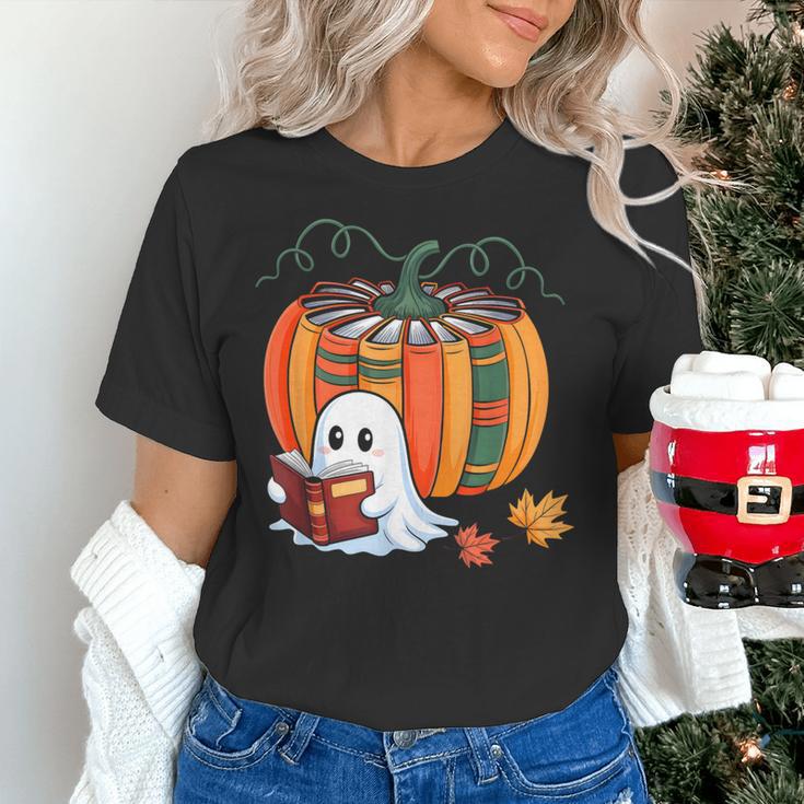Fall Book Pumpkin Ghost Reading Books Halloween Teacher Women's T-Shirt, gift for family, gift for coworker Fall Book Pumpkin Ghost Reading Books Halloween Teacher Women's T-Shirt, gift for family, gift for coworker