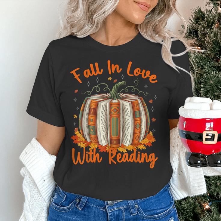 Fall In Love With Reading Pumpkin Autumn Librarians Teacher Women's T-Shirt, gift for family, gift for coworker Fall In Love With Reading Pumpkin Autumn Librarians Teacher Women's T-Shirt, gift for family, gift for coworker