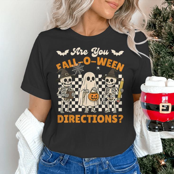 Are You Fall o Ween Directions Halloween Skeleton Teacher Women's T-Shirt, gift for family, gift for coworker