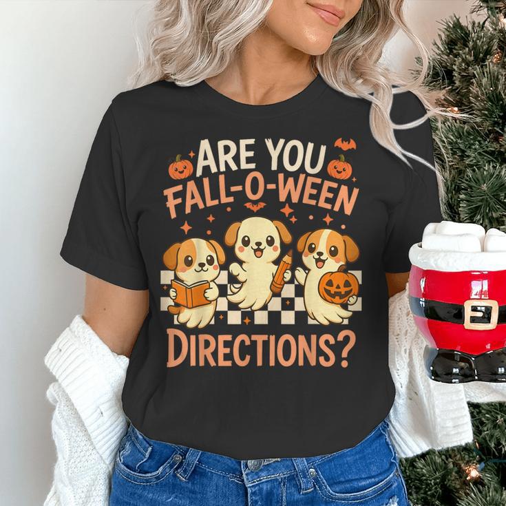 Are You Fall O Ween Directions Teacher Halloween Dog Ghost Women's T-Shirt, gift for family, gift for coworker