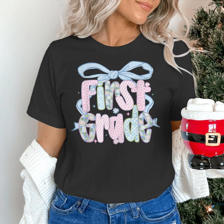 First Grade Coquette Bow Girls Teacher Team 1st Grade Squad Women's T-Shirt, First Grade Teacher Shirts, gift for family, gift for coworker First Grade Coquette Bow Girls Teacher Team 1st Grade Squad Women's T-Shirt, First Grade Teacher Shirts, gift for family, gift for coworker
