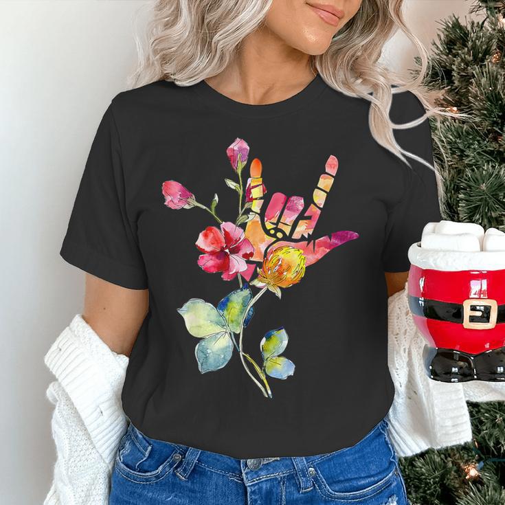 Flower American Sign Language ASL Teacher Teaching Deaf Women's T-Shirt, gift for family, gift for coworker Flower American Sign Language ASL Teacher Teaching Deaf Women's T-Shirt, gift for family, gift for coworker
