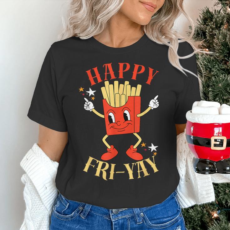Fun Teacher Happy Fri Yay French Fries Friday Lovers Women's T-Shirt, gift for family, gift for coworker