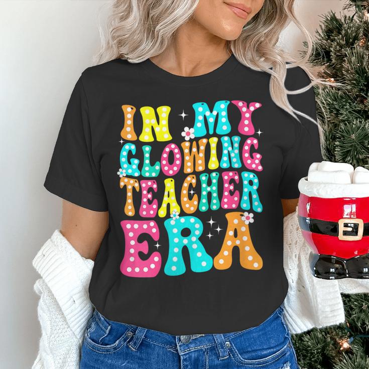 In My Glowing Teacher Era Groovy Colorful Bright Women's T-Shirt, Groovy Teacher Shirts, gift for family, gift for coworker