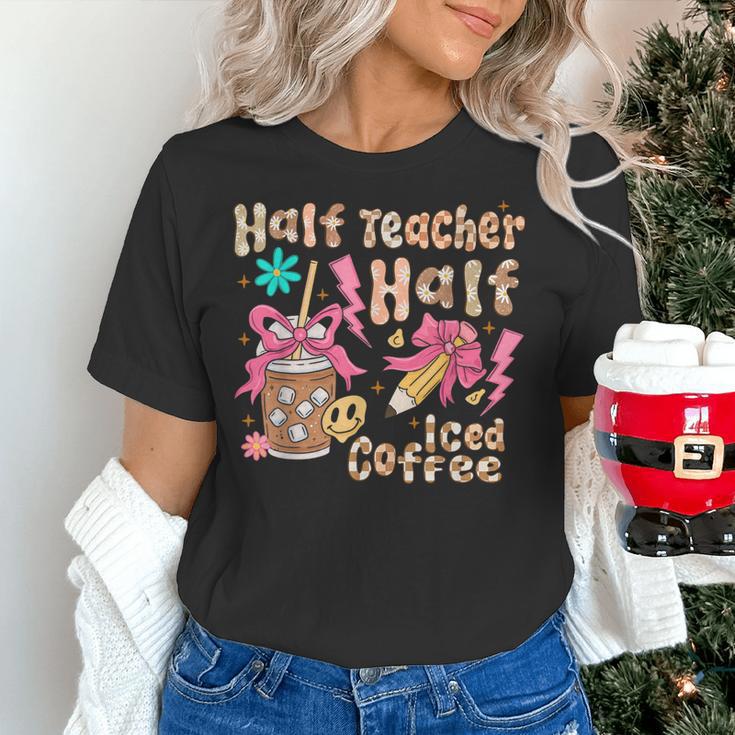 Half Teacher Half Iced Coffee Back To School Women's T-Shirt, gift for family, gift for coworker Half Teacher Half Iced Coffee Back To School Women's T-Shirt, gift for family, gift for coworker