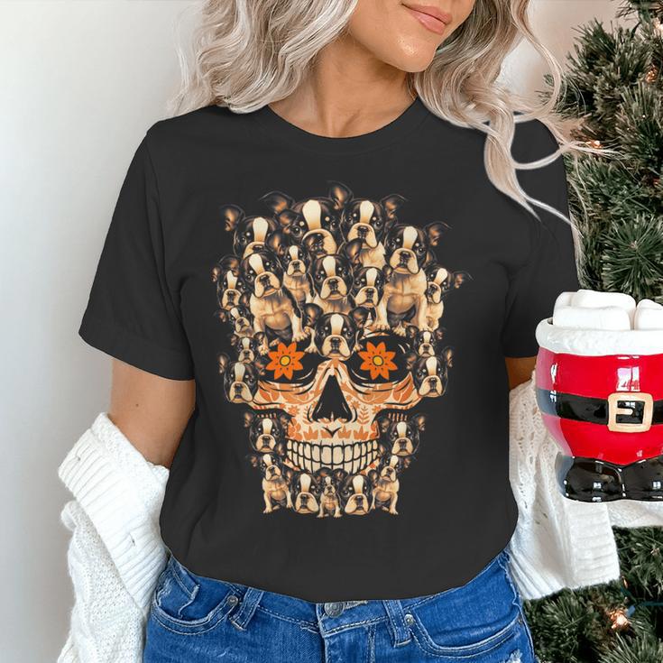 Halloween Costume Skull Boston Terrier Dog Lover For Men Women Kids Women's T-Shirt, Boston Terrier Halloween Shirts, gift for family, gift for coworker