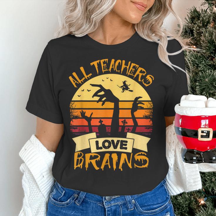 Halloween Teacher Shirt All Teachers Love Brains Halloween Men Women Women's T-Shirt, gift for family, gift for coworker