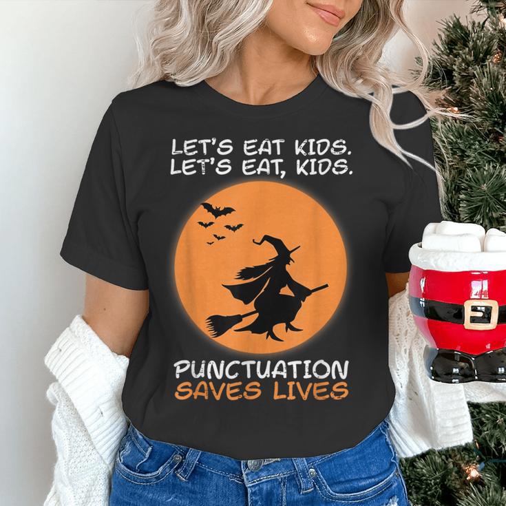 Halloween Teacher Witch Lets Eat Kids Punctuation Women's T-Shirt, gift for family, gift for coworker Halloween Teacher Witch Lets Eat Kids Punctuation Women's T-Shirt, gift for family, gift for coworker