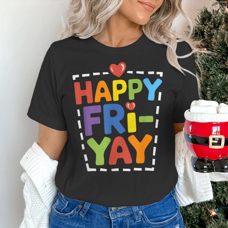 Happy Fri-Yay Teacher Life Weekend Pun Happy Friday Women's T-Shirt, gift for family, gift for coworker Happy Fri-Yay Teacher Life Weekend Pun Happy Friday Women's T-Shirt, gift for family, gift for coworker