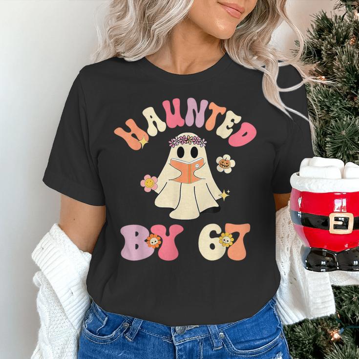 Haunted By 67 Meme Six Seven 6 7 Halloween Teachers Women's T-Shirt, gift for family, gift for coworker Haunted By 67 Meme Six Seven 6 7 Halloween Teachers Women's T-Shirt, gift for family, gift for coworker