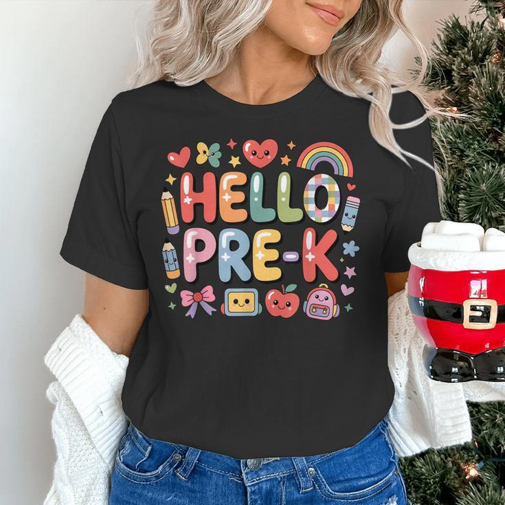 Hello Pre-K Back To School Teacher Student Fun Graphic Tee Women's T-Shirt, gift for family, gift for coworker Hello Pre-K Back To School Teacher Student Fun Graphic Tee Women's T-Shirt, gift for family, gift for coworker