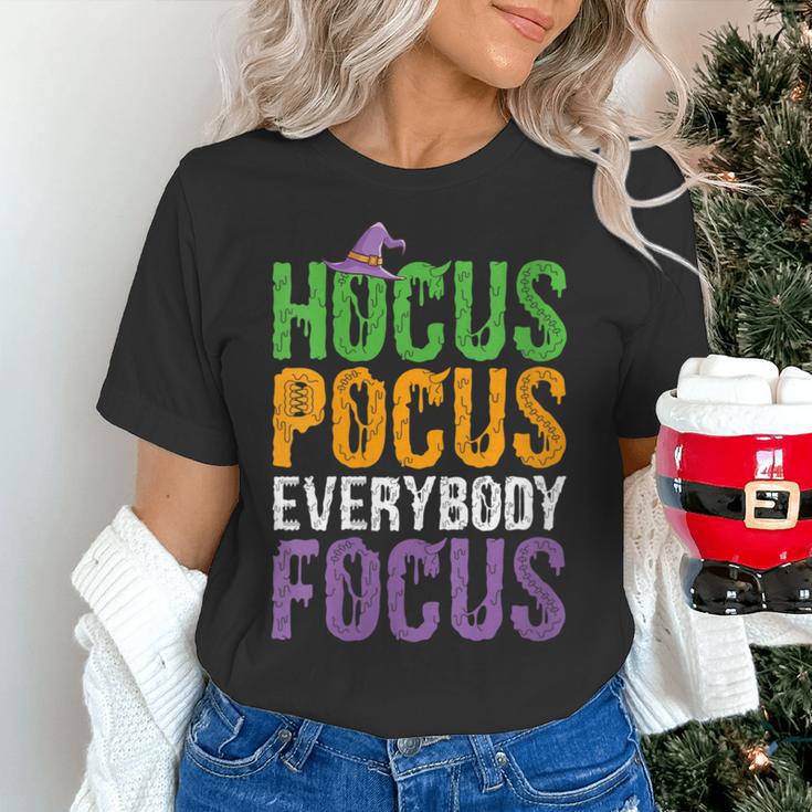 Hocus Pocus Everybody Focus Teacher Halloween Women's T-Shirt, gift for family, gift for coworker