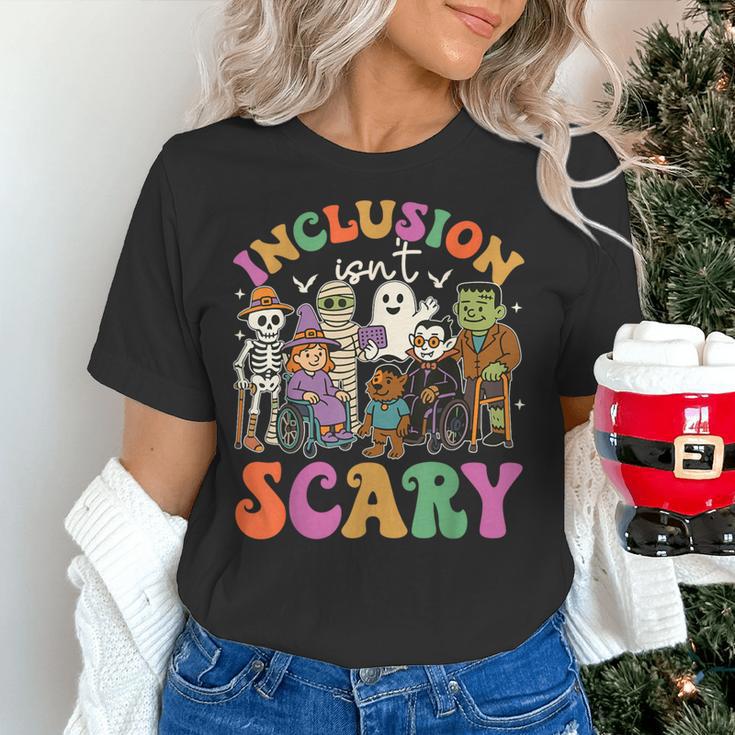 Inclusion Isnt Scary Halloween Skeleton Ghost Sped Teacher Women's T-Shirt, gift for family, gift for coworker Inclusion Isnt Scary Halloween Skeleton Ghost Sped Teacher Women's T-Shirt, gift for family, gift for coworker