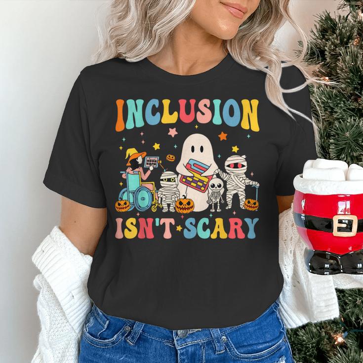 Inclusion Isn't Scary SLP Halloween Sped Teacher Therapy Women's T-Shirt, gift for family, gift for coworker