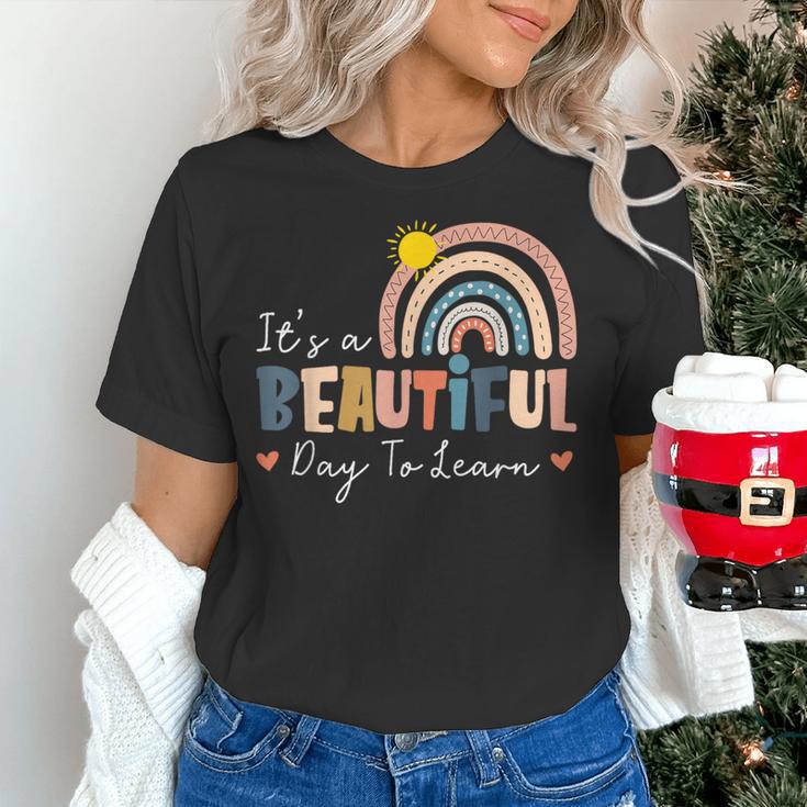 It's A Beautiful Day To Learn Cute Rainbow Boho Teacher Women's T-Shirt, gift for family, gift for coworker It's A Beautiful Day To Learn Cute Rainbow Boho Teacher Women's T-Shirt, gift for family, gift for coworker