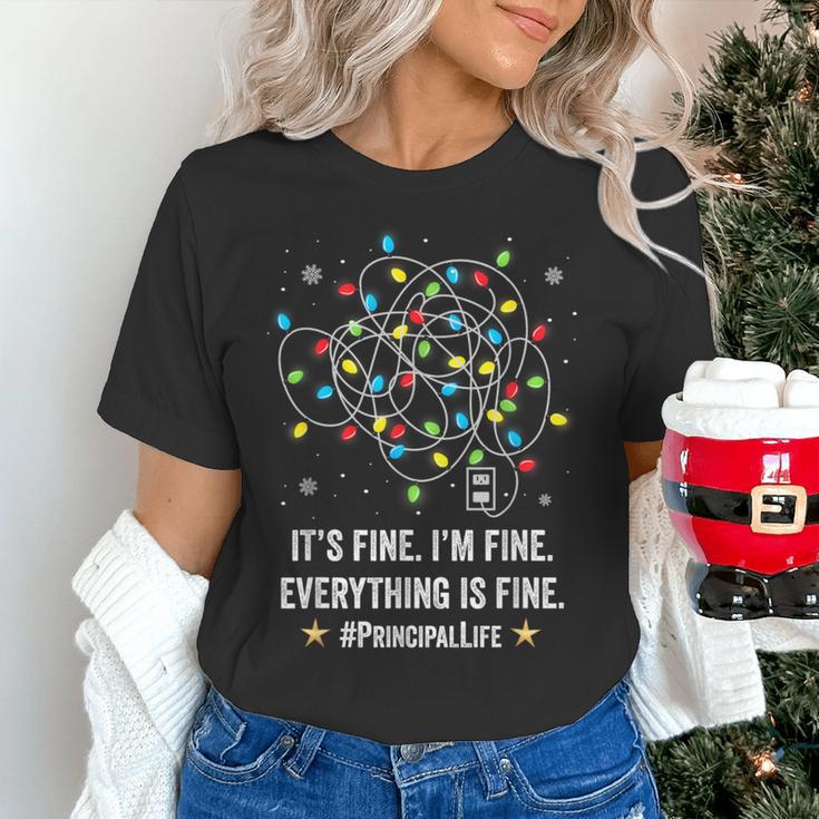 It's Fine I'm Fine Christmas Light Principal Teacher Xmas Men Women Women's T-Shirt, gift for family, gift for coworker