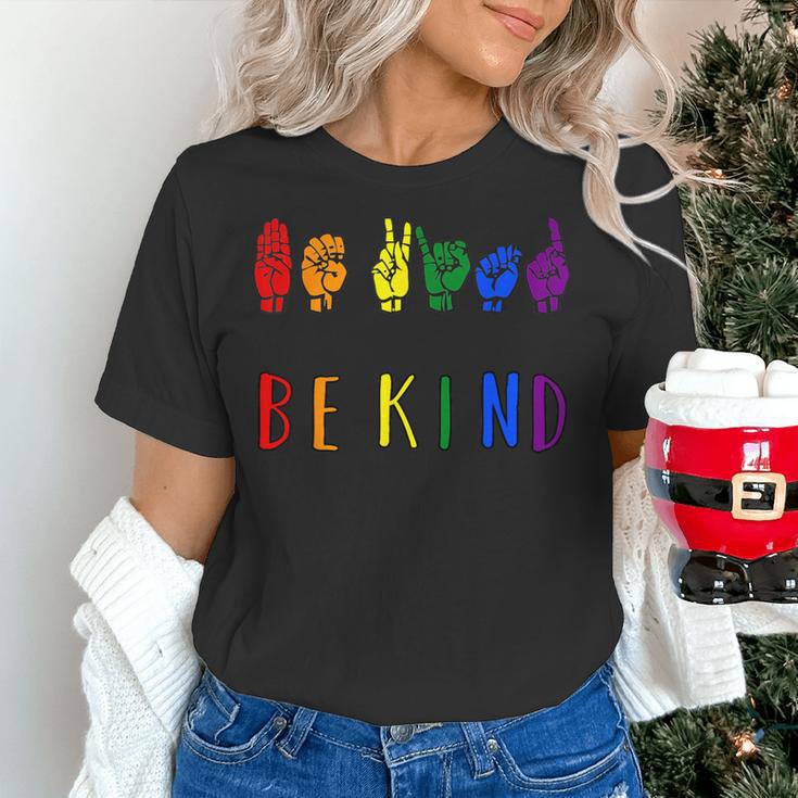 Be Kind Pride Sign Language Rainbow Teachers Interpreter ASL Women's T-Shirt, gift for family, gift for coworker Be Kind Pride Sign Language Rainbow Teachers Interpreter ASL Women's T-Shirt, gift for family, gift for coworker