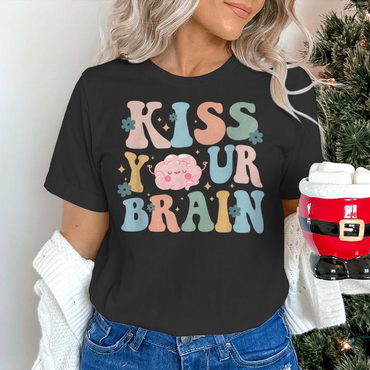 Kiss Your Brain Teacher Inspire Educate Groovy Retro Vintage Women's T-Shirt, Groovy Teacher Shirts, gift for family, gift for coworker Kiss Your Brain Teacher Inspire Educate Groovy Retro Vintage Women's T-Shirt, Groovy Teacher Shirts, gift for family, gift for coworker