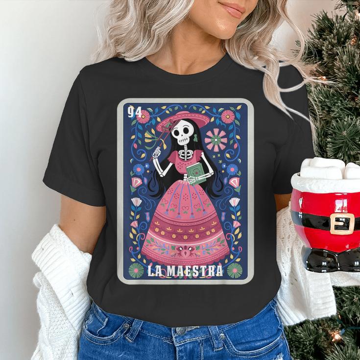 La Maestra Halloween Mexican Bingo Card Teacher Lottery Card Women's T-Shirt, gift for family, gift for coworker
