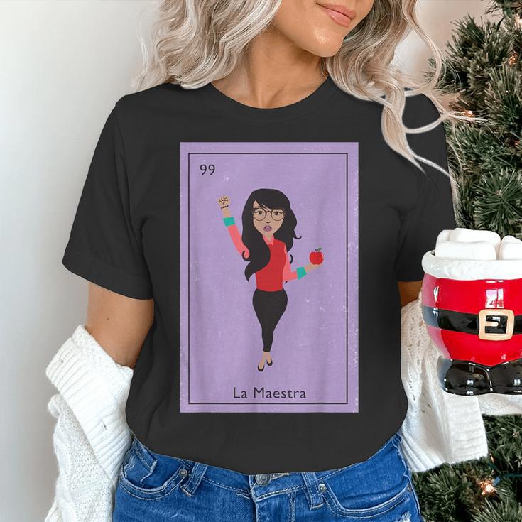 La Maestra Mexican Bingo Card Teacher Lottery Card Women's T-Shirt, gift for family, gift for coworker