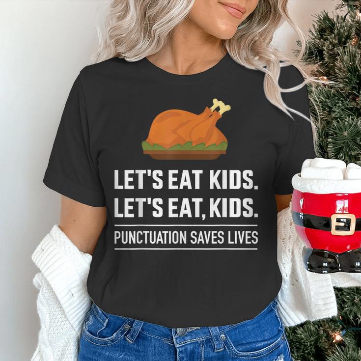 Let's Eat Kids Grammar For Thanksgiving Teacher Women's T-Shirt, gift for family, gift for coworker Let's Eat Kids Grammar For Thanksgiving Teacher Women's T-Shirt, gift for family, gift for coworker