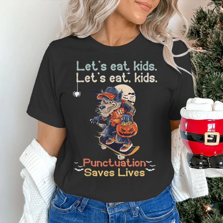Let's Eat Kids Grammar Werewolf Halloween Teacher Women's T-Shirt, gift for family, gift for coworker Let's Eat Kids Grammar Werewolf Halloween Teacher Women's T-Shirt, gift for family, gift for coworker