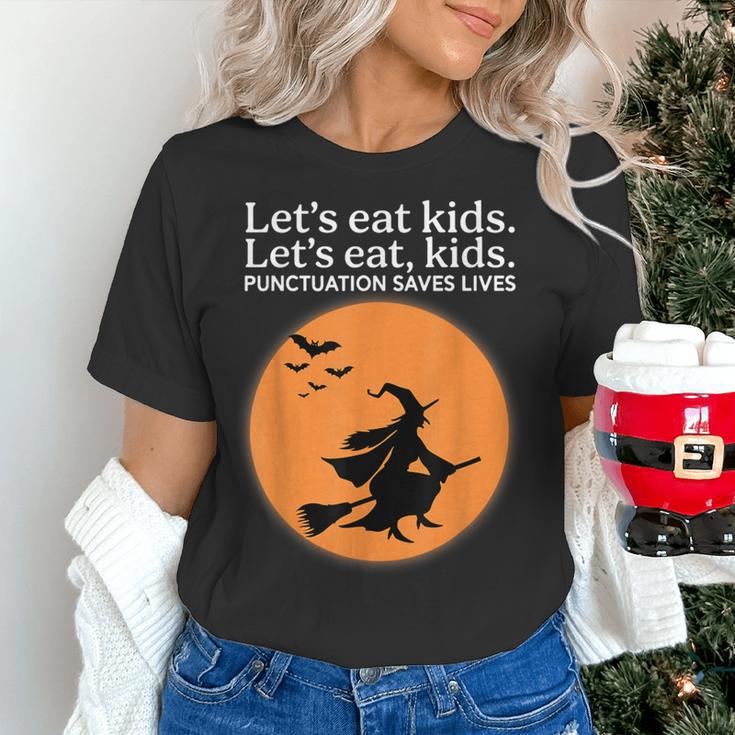Let's Eat Kids Punctuation Saves Live Witch Grammar Teacher Women's T-Shirt, gift for family, gift for coworker Let's Eat Kids Punctuation Saves Live Witch Grammar Teacher Women's T-Shirt, gift for family, gift for coworker