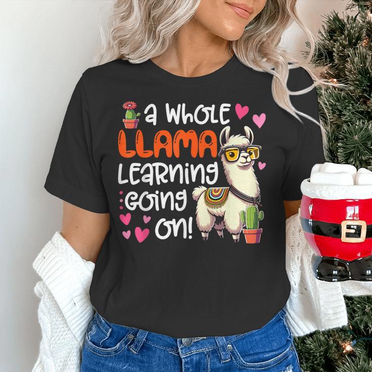 Llama Learning Teachers Students Alpaca Lover Back To School Women's T-Shirt, gift for family, gift for coworker