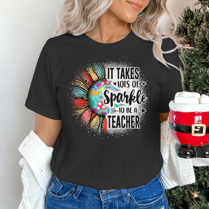 It Take Lots Of Sparkle To Be A Teacher With Sunflower Women's T-Shirt, gift for family, gift for coworker It Take Lots Of Sparkle To Be A Teacher With Sunflower Women's T-Shirt, gift for family, gift for coworker