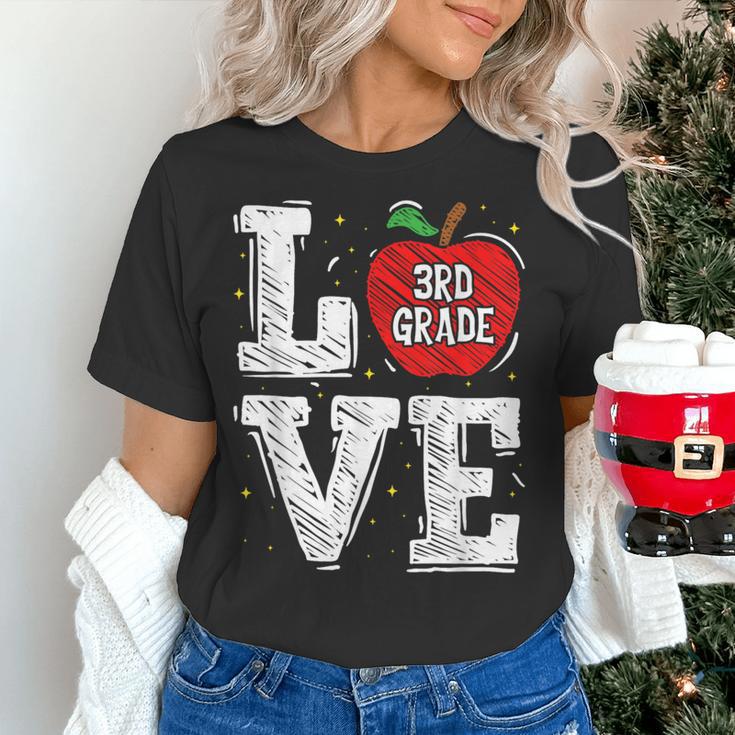 LOVE Apple 3rd Grade Teacher Student School Women's T-Shirt, gift for family, gift for coworker LOVE Apple 3rd Grade Teacher Student School Women's T-Shirt, gift for family, gift for coworker