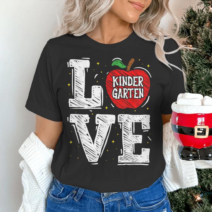 LOVE Kindergarten Teacher Student School Apple Women's T-Shirt, gift for family, gift for coworker LOVE Kindergarten Teacher Student School Apple Women's T-Shirt, gift for family, gift for coworker