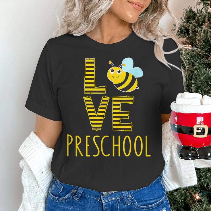Love Preschool Back To School Yellow Bee Preschool Teacher For Men Women Girls Kids Women's T-Shirt, gift for family, gift for coworker