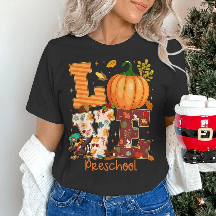 Love Preschool Teacher Turkey Thanksgiving Autumn Fall Women's T-Shirt, gift for family, gift for coworker Love Preschool Teacher Turkey Thanksgiving Autumn Fall Women's T-Shirt, gift for family, gift for coworker