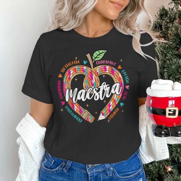 Maestra Pencil Spanish Teacher Bilingual 100 Days Of School Women's T-Shirt, gift for family, gift for coworker Maestra Pencil Spanish Teacher Bilingual 100 Days Of School Women's T-Shirt, gift for family, gift for coworker